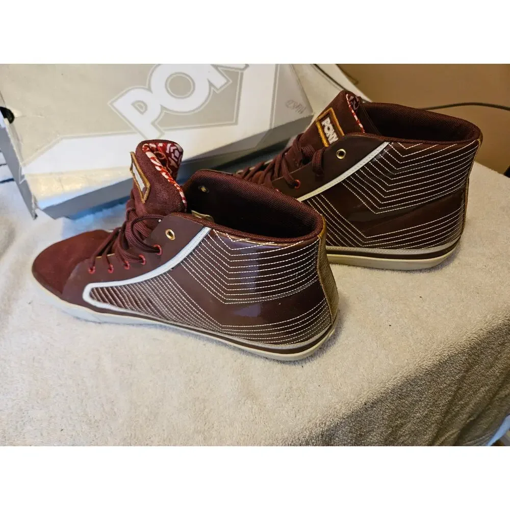 PONY Feed The Cat Mid Burgundy Grey Red Mens Size 14 ML017UGR Sneakers